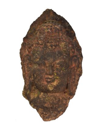 Unikátny maska hlava Budhu, keramika v úprave dreva, 36cm