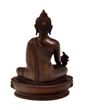Soška "medicína Buddha", sediaci, 14cm, meď