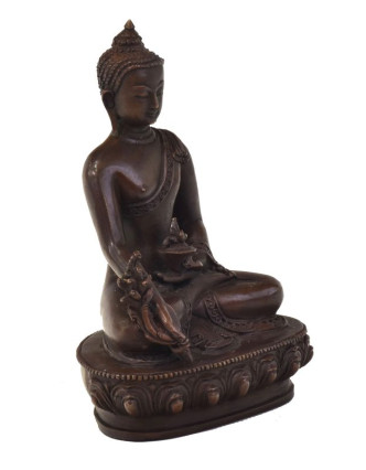 Soška "medicína Buddha", sediaci, 14cm, meď