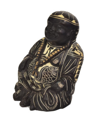 Soška smejúci sa Buddha, ručne vyrezávaný, živice