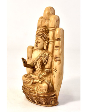 Buddha Amoghasiddhi v dlani, ručne vyrezávané, živice, 23cm