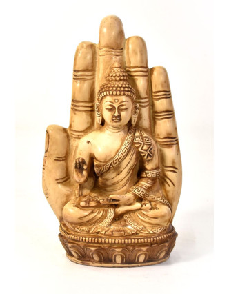 Buddha Amoghasiddhi v dlani, ručne vyrezávané, živice, 23cm