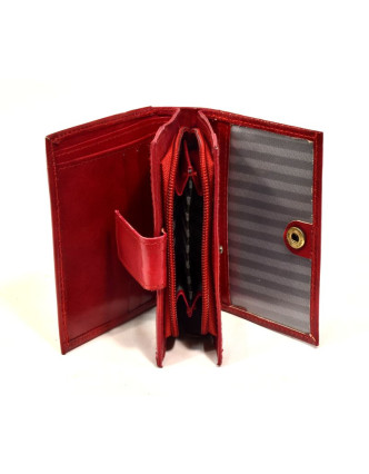 Peňaženka, design "Slon", ručne maľovaná kože, červená, 12x9cm