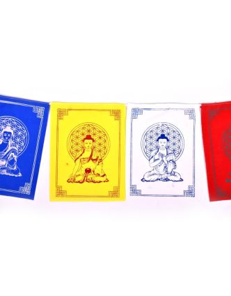 Modlitebné zástavky, 7 zástaviek 16x20 cm, potlač Budha, bavlna