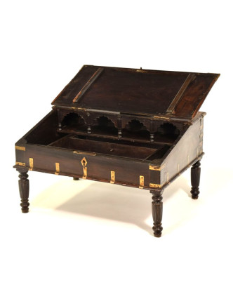 Starý kupecký stolík z teakového dreva, 60x46x35cm