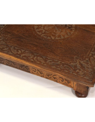 Čajový stolík z teakového dreva, ručne vyrezávaný, 45x45x11cm