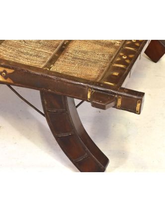 Konferenčný stolík vyrobený zo starého povoze, teak, 100x100x40cm