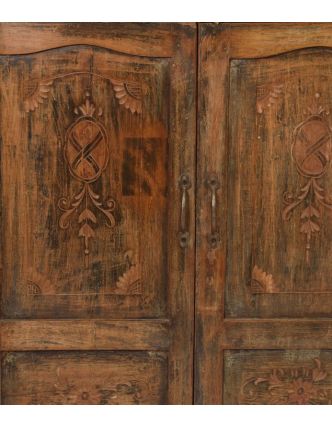 Stará skriňa z teakového dreva so zrkadlom, 86x75x145cm