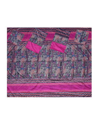 Prikrývka na posteľ so štyrmi vankúšikmi, ružový, bohato zdobený, 260x220