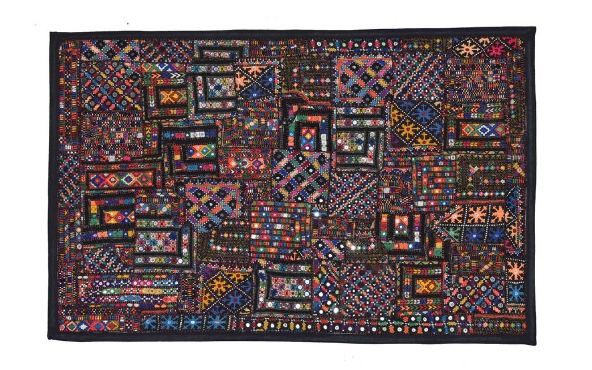 Patchworková tapiséria z Rajastanu, ručná práca, farebná, 90x140 cm