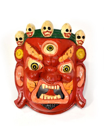 Drevená maska, Bhairab, ručne maľovaný, 17x20cm