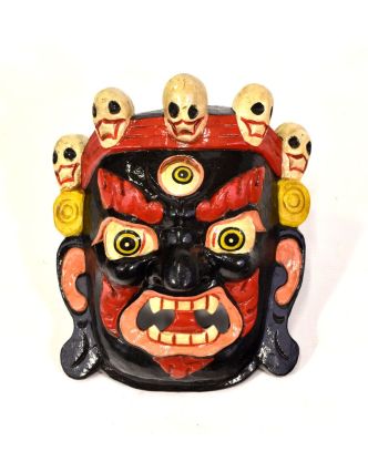 Drevená maska, Bhairab, ručne maľovaný, 17x20cm