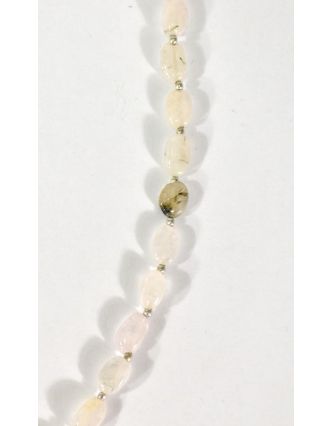 Zapínací náhrdelník s korálkami z black hair, postriebrený (10µm), 44cm