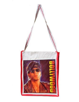 Plátená taška cez rameno s farebnou tlačou Bollywood, 30x35x12cm