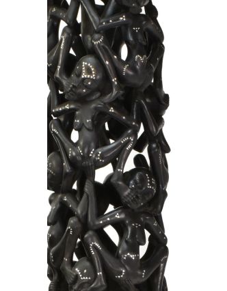 Stĺp Lombok, čierny, perleťové intarzie, 34x34x202cm