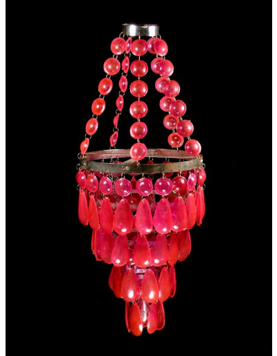 Ozdobný plastový luster - tienidlo, ružové korálky, 61cm