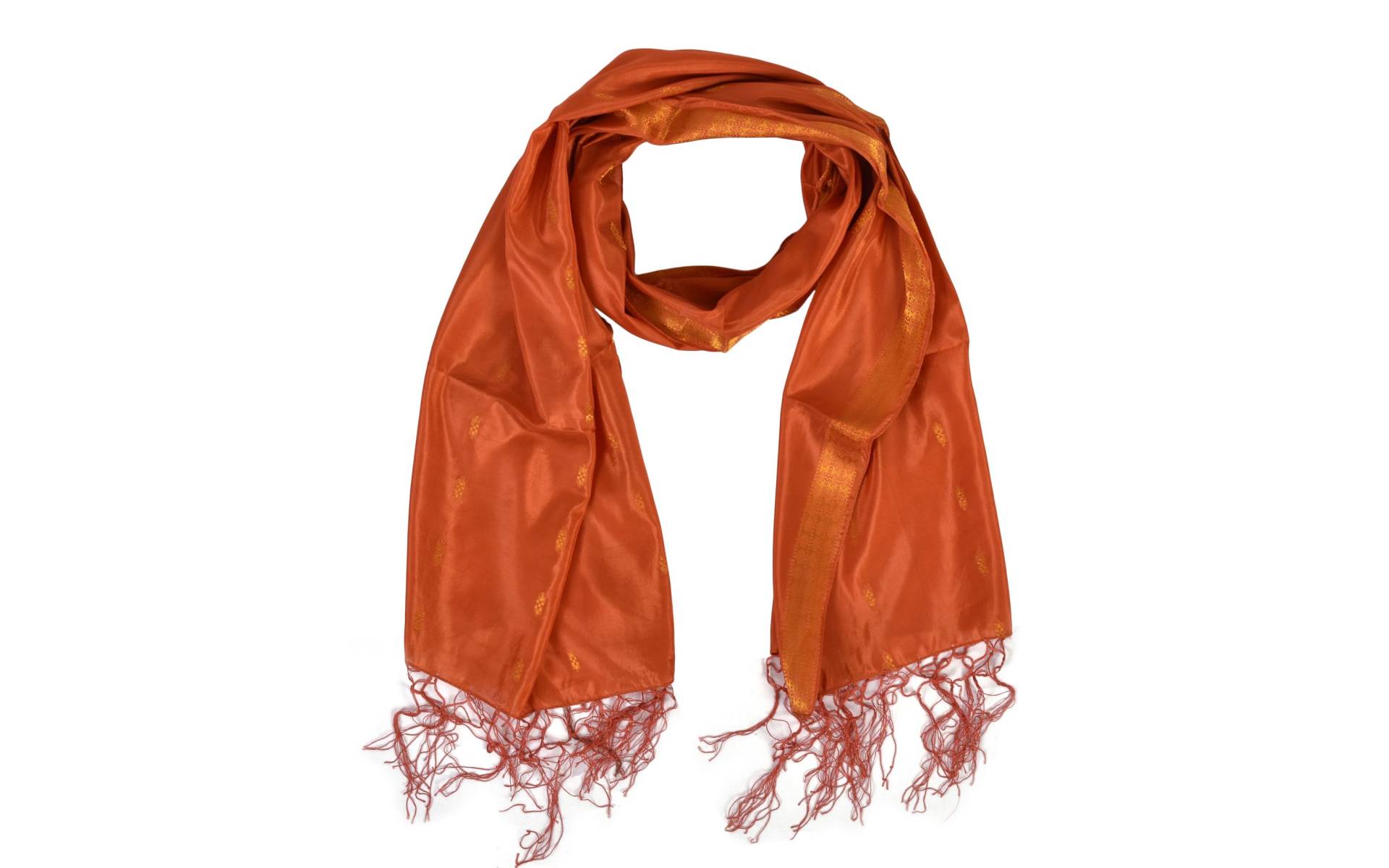 Šatka - polyester, sárí, tm. oranžový, 186x53cm