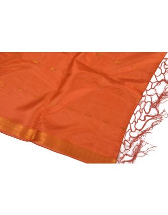 Šatka - polyester, sárí, tm. oranžový, 186x53cm