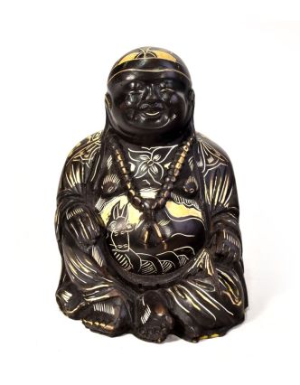 Soška smejúci sa Buddha, ručne vyrezávaný, živice, 10cm