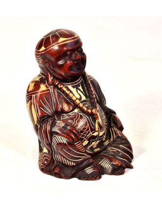 Soška smejúci sa Buddha, ručne vyrezávaný, živice, 10cm