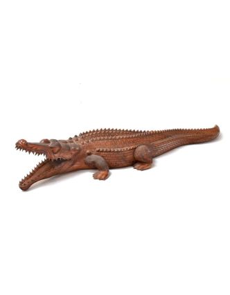 Krokodíl ručne vyrezaný zo suarového dreva, 200x60x33cm