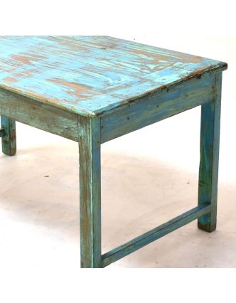 Konferenčný stolík z teakového dreva, tyrkysová patina, 106x58x56cm