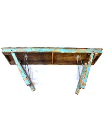 Skladací stôl z teakového dreva, tyrkysovo-zelená patina, 181x44x78cm