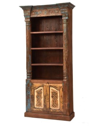 Knižnica vyrobená zo starého portálu, teakové a mangové drevo, 105x49x229cm
