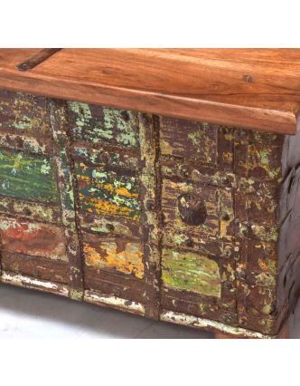 Truhla z teakového dreva, železné kovania, 130x76x46cm