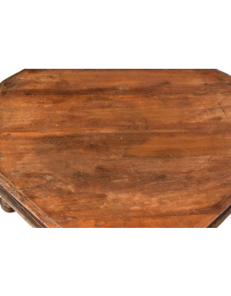 Zdobený čajový osemboký stolík z teakového dreva, 52x52x16cm