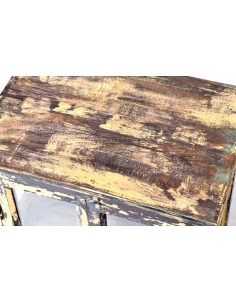 Presklená skrinka z teakového dreva, žlto-hnedá patina 44x30x57cm