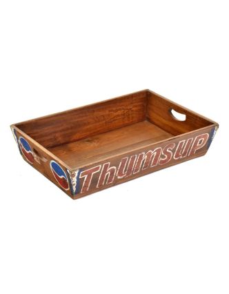 Vintage drevený tácku, "THUMBS UP", ručne maľovaný, 46x30x10cm