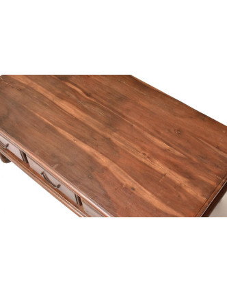 Konferenčný stolík z akáciového dreva, šuplíky z oboch strán, 110x60x45cm