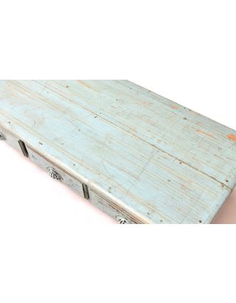 Konferenčný stolík z teakového dreva, tyrkysová patina, 120x55x29cm
