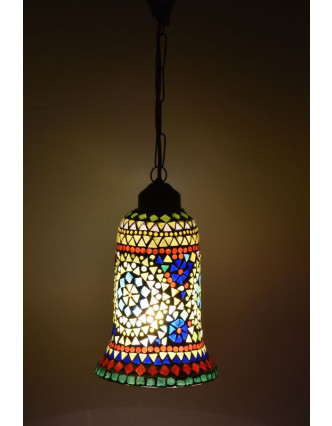 Otvorená sklenená mozaiková lampa, ručné práce, 15x30cm