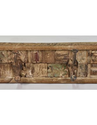 Drevený panel s háčikmi zložený zo starých rezieb, 92x10x13cm