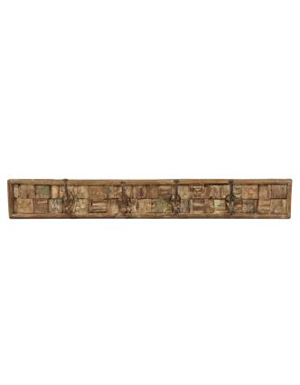 Drevený panel s háčikmi zložený zo starých rezieb, 92x10x13cm