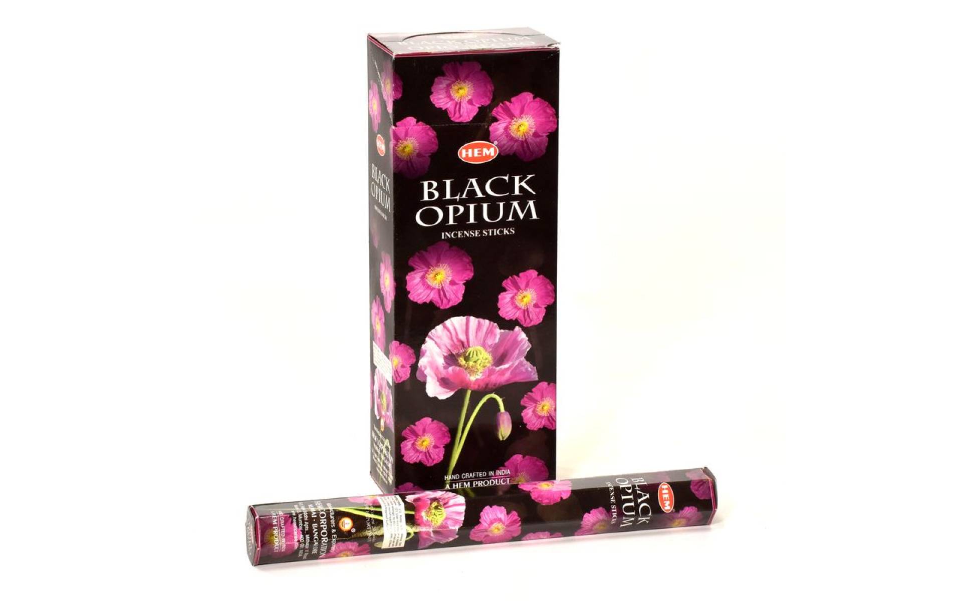 Indické vonné tyčinky Black Opium, HEM, 23cm, 20ks