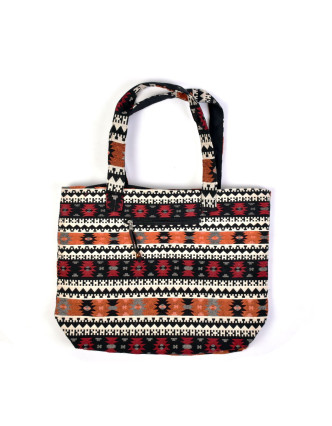 Veľká taška, farebná Aztec dizajn, 2 malé vnútorné vrecká, zips, 51x39cm, 29cm ucho