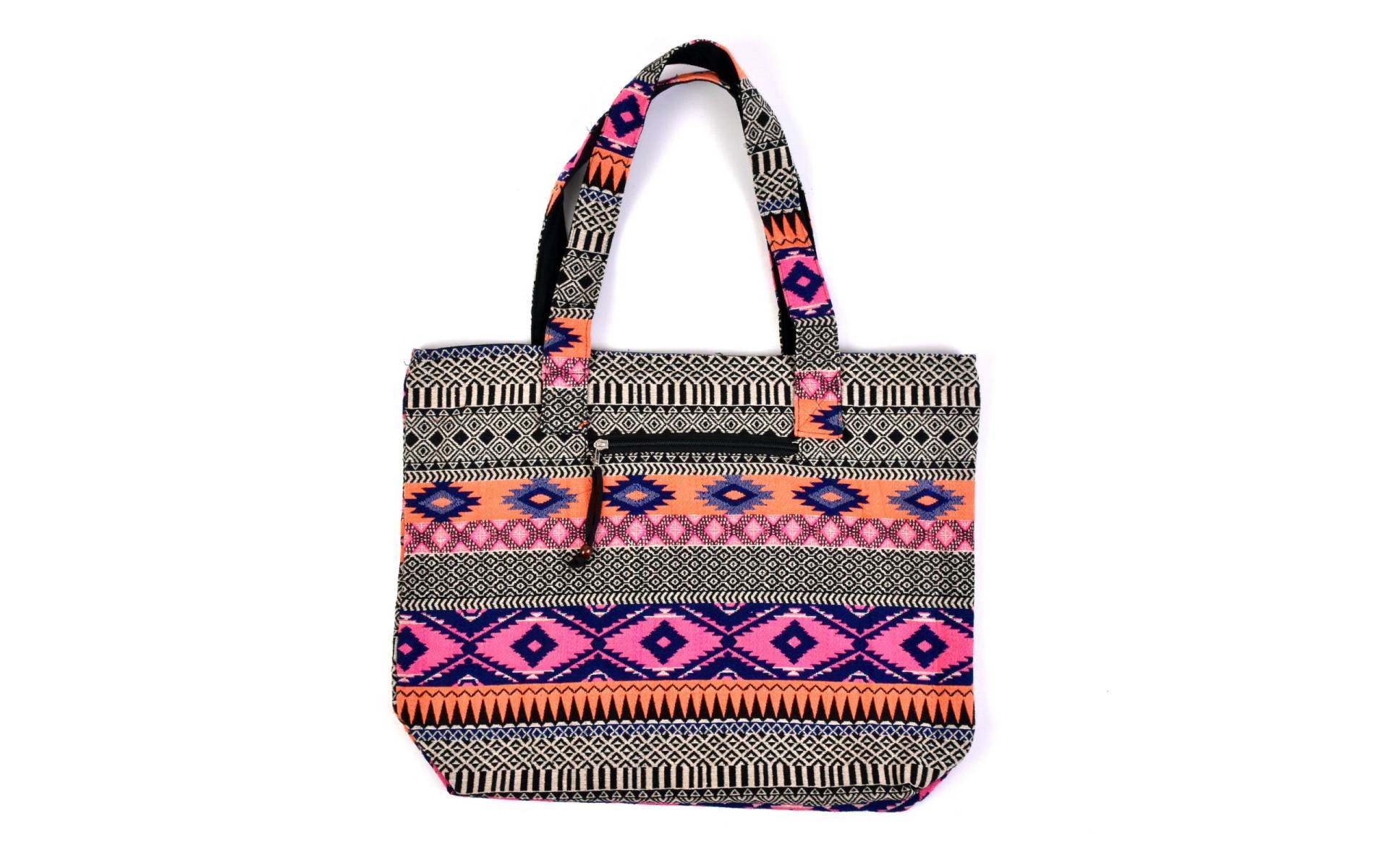 Veľká taška, farebná Aztec design, 2 malé vnútorné vrecká, zips, 51x39cm, 29cm ucho
