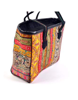 Unikátny taška z Radžastánu, ručne vyšívaná a zdobená, 51x32cm + 26cm ucha