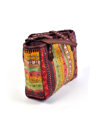 Unikátny taška z Radžastánu, ručne vyšívaná a zdobená, 51x32cm + 26cm ucha