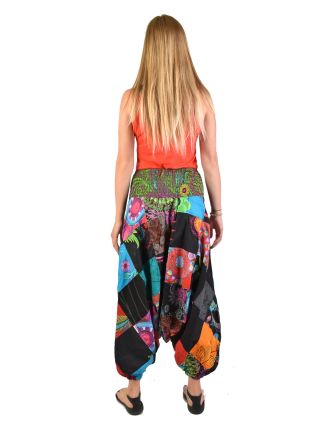 Multifarebné patchworkovej turecké nohavice, žabičkování