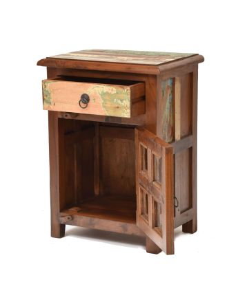 Nočný stolík v "GOA" štýle z teakového dreva, 45x33x60cm