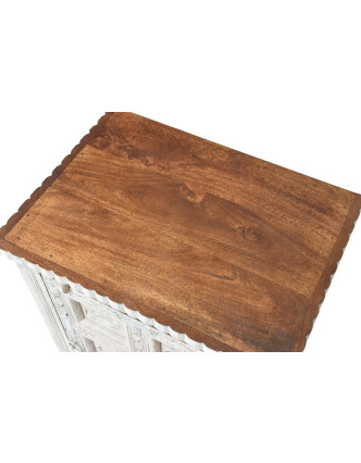 Nočný stolík z mangového dreva, biela patina, 52x40x78cm