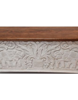 Truhla z mangového dreva, zdobená ručnými rezbami, 118x43x45cm