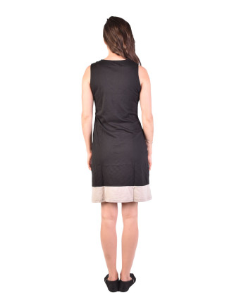 Krátke šaty bez rukávov, čierno-bielo-šedivé, dizajn prúžky, Bio bavlna s lycrou