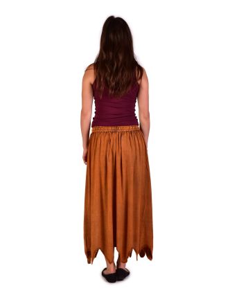 Dlhá sukňa s výšivkou, pružný pás, oranžová