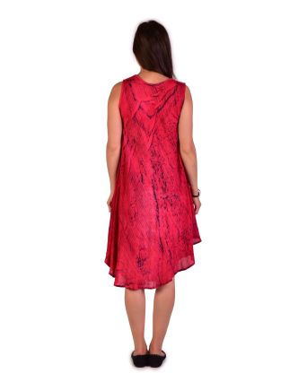 Krátke červené voľné šaty bez rukávu, výšivka, potlač ornamenty