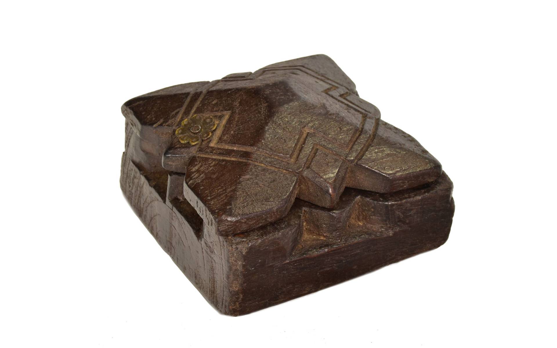 Krabička na tikov, antik, teakové drevo, ručne vyrezaná, 11x12x6cm